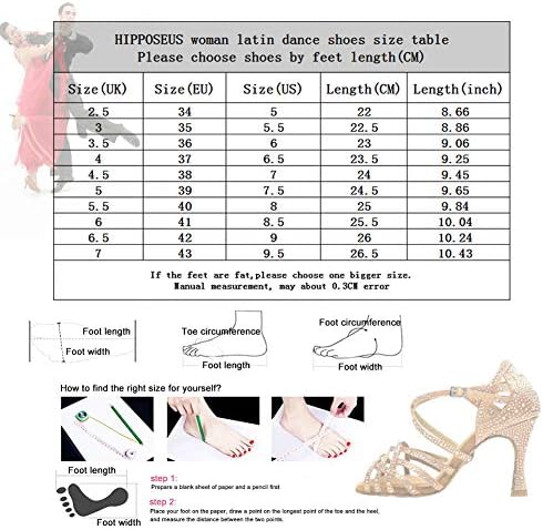 HIPPOSEUS/Дамски Обувки за латино Танци балната зала с кристали, Модерни Вечерни Обувки за Танго и Салса, Ток 10 см,