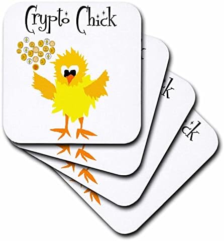 3dRose Забавен Сладък Крипто Пиле Криптовалютный Пиле Биткоин Етер Монети - Влакчета (cst_352605_3)