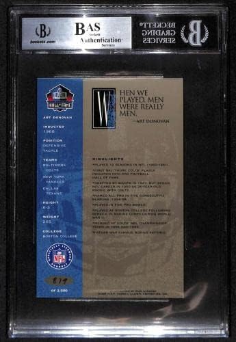 23 Арт Донован - 1998 Ron Mix HOF Платина Футболни картички Autos (Звезда), Футболни топки БГД С автограф
