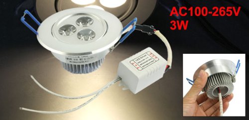 uxcell AC100-265V 3 Вата на Тавана Лампа Led Лампа Топла Бяла светлина, 3,35 Широчина, 3,35Дължина