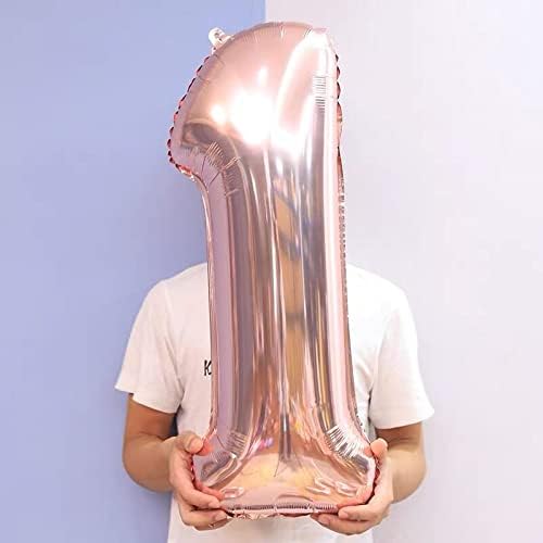Балон във формата на кунгуна на 1-ви Рожден ден, балон от mylar с номер 1 от розово злато, Забавно Сладко Украса от алуминиево