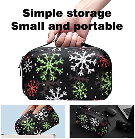 Преносим Електронен Органайзер за Чанти, Коледна Колоритен Чанта във формата на Снежинки, Кабел За Съхранение на Твърди