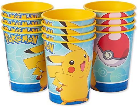 Аксесоари за партита American Greetings Pokemon, за многократна употреба пластмасови чаши от 16 унции (12 парчета)