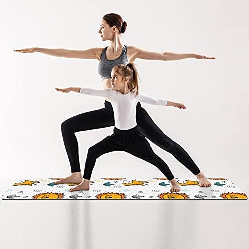 Дебел Нескользящий постелката за йога и фитнес 1/4 с изображение на Лъв и Жираф за практикуване на Йога, Пилатес и фитнес