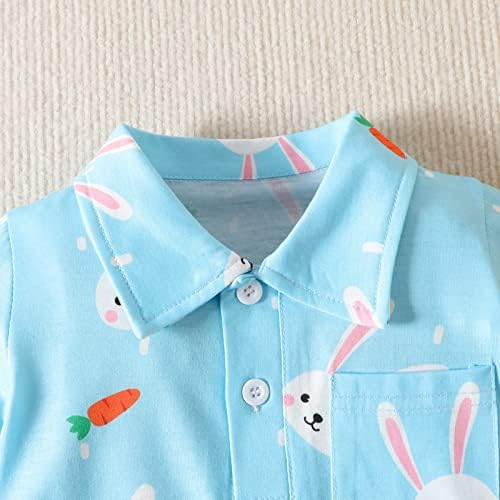 Тениска с къс ръкав за малки момчета и момичета, Детски Блузи с шарени Великденски Мультяшного Заек, Тениска (0314B-Син,