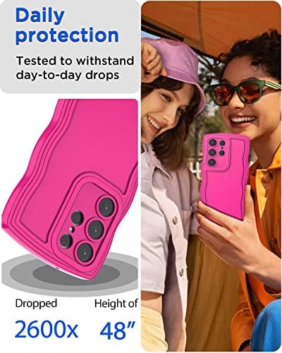 Сладък однотонная вълнообразни рамка AICase, мека, съвместима с калъф за телефон Samsung Galaxy (светло розово, Galaxy