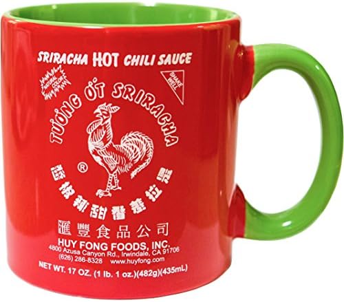 Голяма керамична чаша за лют сос шрирача, червено-зелено