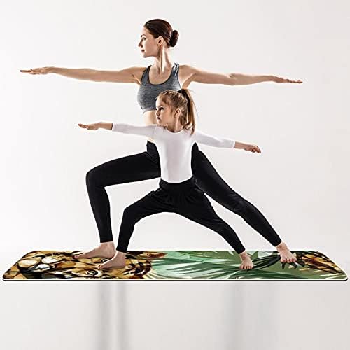 Дебел нескользящий постелката за йога и фитнес 1/4 с Тигровым Тропически принтом за практикуване на Йога, Пилатес и фитнес