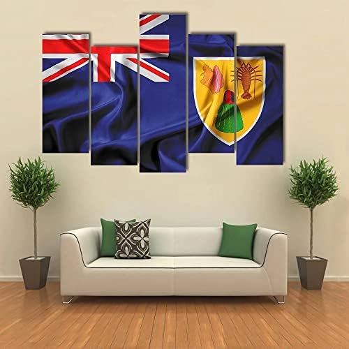 ERGO PLUS, който да се вее Флаг на островите Търкс Кайкос Стенно изкуство Страхотна Растянутая картина, готова да бъде