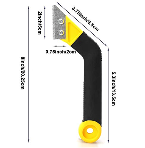Muf 1 Опаковка Трион за фугиране на плочки, инструмент за премахване фугиране, Ръчен трион за фугиране под ъгъл с 4 Диамантени остриета (пакет 3 допълнителни остриета)