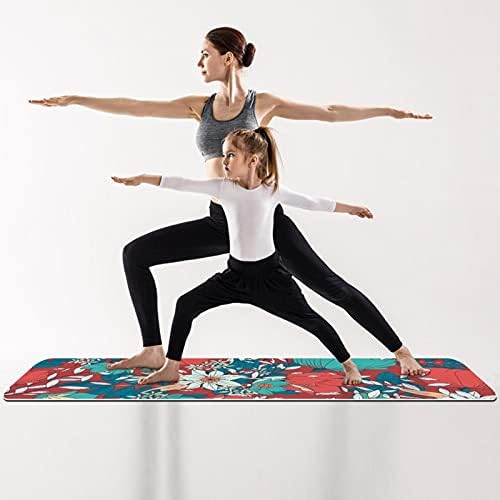 Дебел нескользящий постелката за йога и фитнес 1/4 с японски Цветен Винтажным принтом за практикуване на Йога, Пилатес