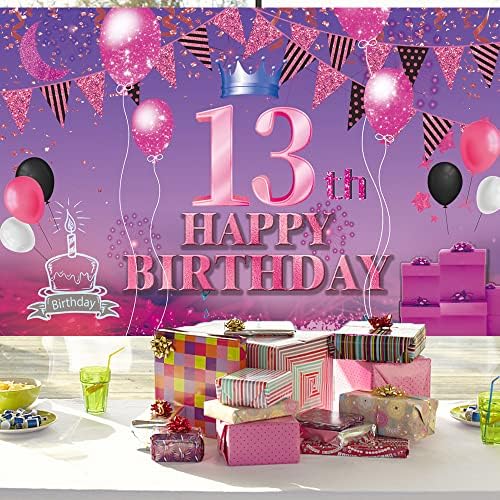 С 13-тия Рожден Ден на Фона на Банер Розово Лилаво 13-ти Знак Плакат 13 Парти по повод Деня на Раждането, за да проверите