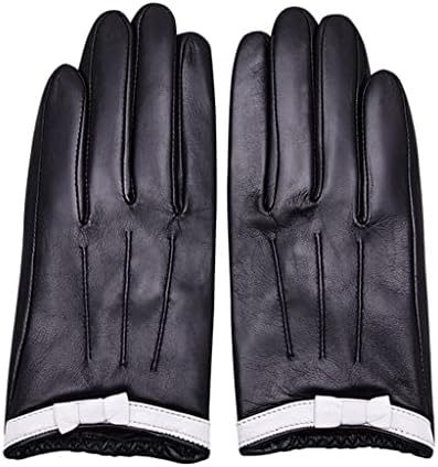 n/a Зимни Дамски ръкавици с пальчиками, Дамски Топли Кожени Ръкавици с лък, дамски ръкавици за шофиране (Цвят: D, Размер: