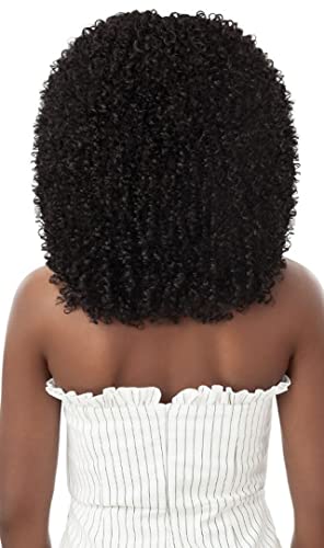 Висококачествена смес от човешка коса Outre, големи красива коса, без перука, афро къдрици 16 инча (NBLK)