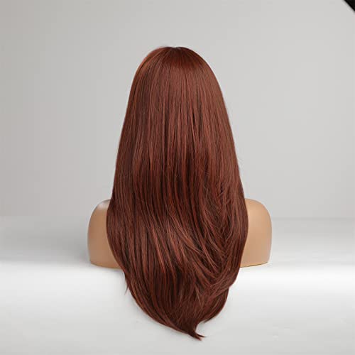 БАША Каштаново-Червен, Мед, Червено, Преки, Естествено Изглеждащи Многослойни Перуки Перука на Косата за Жени, Дама,