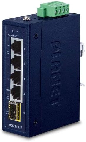IP30 Компактен 4 портов комутатор 10/100/1000 T + 1-портов 100/1000x SFP Gigabit Ethernet (-40 ~ 75 градуса C, двойна