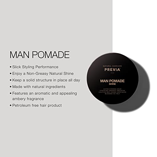 PREVIA Man Pomade - Крем за полагане на Блясък - Формоване паста за коса с естествена фиксиране (3,38 унция)