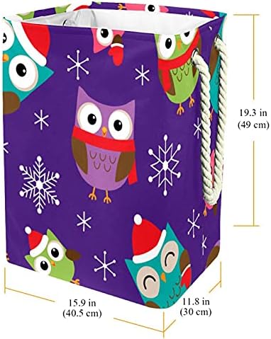 DEYYA Owls с Коледна Шапка, Кошница за дрехи под формата на Снежинки, с Дръжки, Вградена Подплата с Подвижни скоби, Кошница