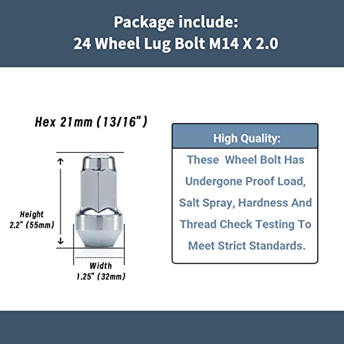 611-288 24 бр. Фабрика ядки (хром) M14X2.0 Дължината на гайката е Подходящ за 2000-2014 Ford F150/2003-2014 Expedition