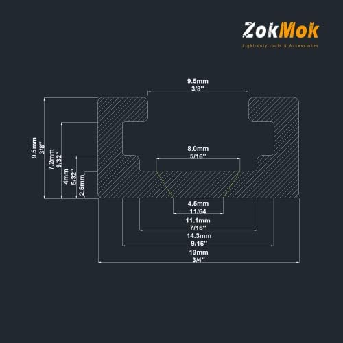 ZokMok Дървообработващи Т-образни направляващи 36 с винтове: 4 БР. Предварително пробити Универсални Алуминиеви Т-образни