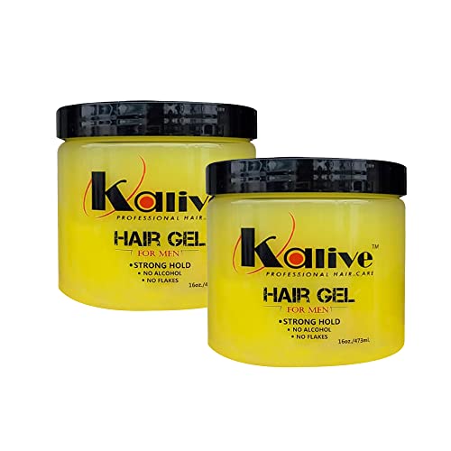 Гел за оформяне на косата KALIVE за мъже, 16 унции (2 опаковки), Силна фиксация и лек блясък през целия ден, Средство за грижа за мъже, коса със свеж аромат, без белене и алк