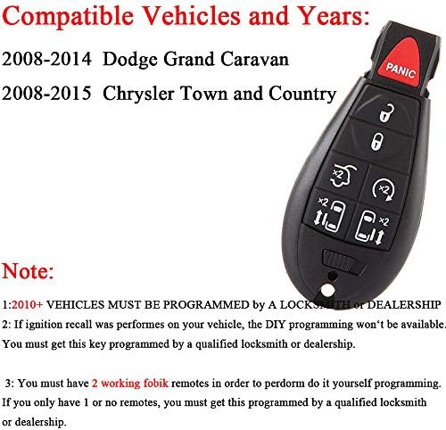 Ключодържател, който е съвместим за 2008-2015 Chrysler Town and Country, 2008-2014 Dodge Grand Caravan, Подмяна на дистанционното