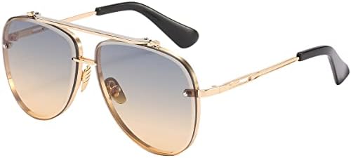 Dollger Квадратни Слънчеви Очила-Авиатори за Мъже и Жени, Модерни Метални Vintage Слънчеви Очила с Градиентными Нюанси,