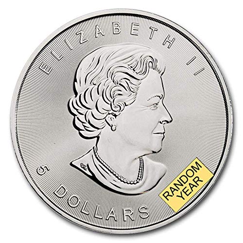 1988 - Сега (Случаен година) Канадската сребърна монета под формата на кленов лист с тегло 1 унция, Лъскава, без да се
