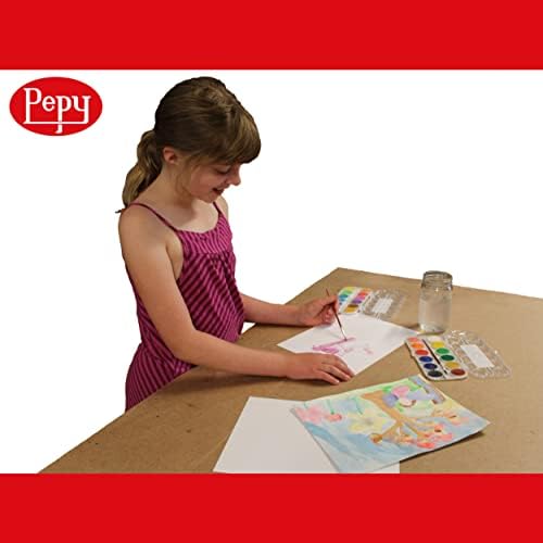 Акварелни бои Pepy; Комплект от 12 цвята; Включва четка и Плик тава за смесване, Многоцветен