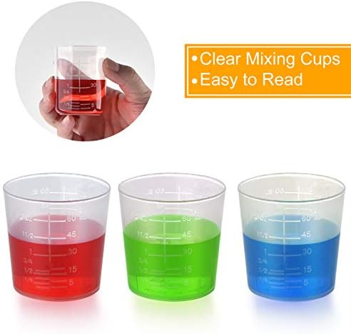 Coopay 100 Опаковка от 60 мл /2 унция Пластмасови Степен Прозрачни Чаши Везни Прозрачни Чаши за Смесване на Епоксидна