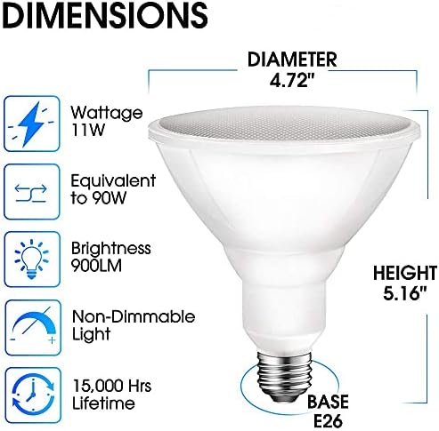 Енергичен Led лампа за външно осветление PAR38, Дневна светлина 5000 До, което се равнява на 90 W (11 W), за влажна среда,