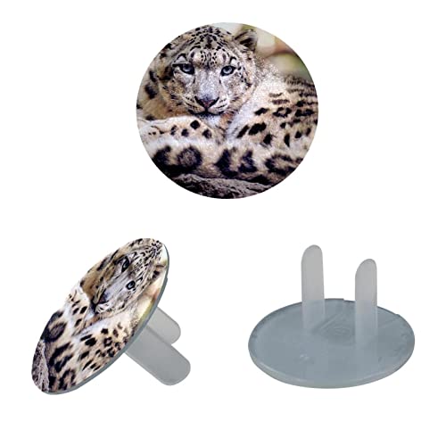 Капачки за контакти с животни Snow Leopard 12 Бр. - Защитни капачки за контакти, за деца – Здрави и устойчиви – Лесно