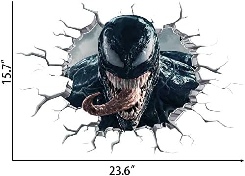 Cpszship Venom Стикер на стената 3D Марвел Комикс Супергерой Venom Стикер на стената, залепващ Винил Стенопис в Стаята