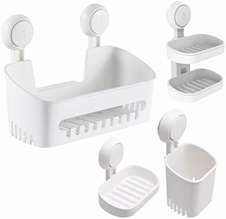 Кошница за съхранение на присоске TAILI Shower Кутийка + стойка за четка за зъби + препарат за съдове + Двупластова препарат за съдове, Подвижни Набор от Организаторите за