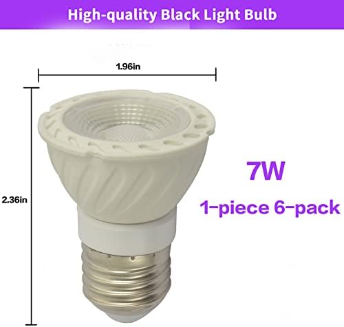 Led черната лампа на Rumena 7 W [еквивалент на 60 W], BR20, средна база E26, лилава лампа 385-400 нм, свети в тъмното,