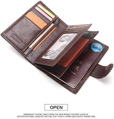 Мъжки портфейл от естествена кожа с метална бутон, държач за кредитни карти, Лична карта, на паспорт, Скоба за пари, Здрав Ретро портфейл, Кратък чантата за мъже и же?