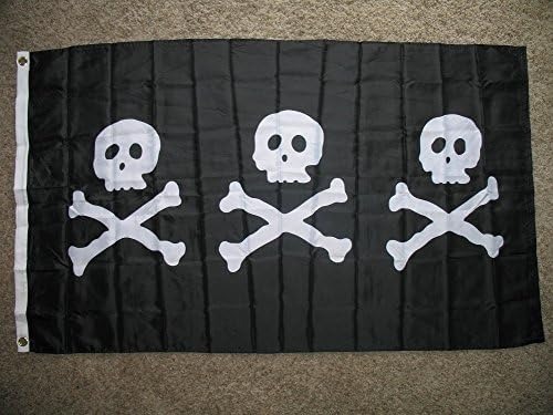 Кристофър Увереност 3x5 3 Черепа Пиратски Флаг Веселия Роджър Банер 3x5