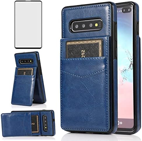 Калъф за телефон Samsung Galaxy S10 с Предпазно фолио от Закалено Стъкло и Притежател на Кредитна карта, Калъф-портфейл,