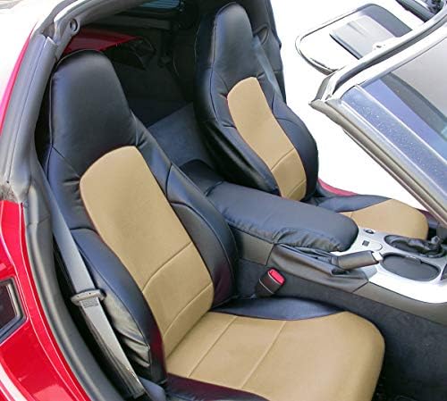 Iggee 2005-2013 Chevy Corvette C6 От изкуствена кожа, произведени по поръчка на Оригинални калъфи за предните седалки