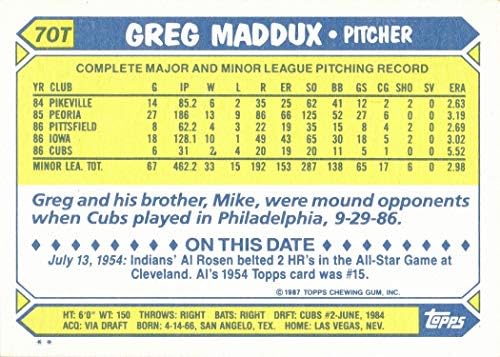 1987 Топпс Търгувам бейзболна картичка начинаещ 70T Грег Мэддукса