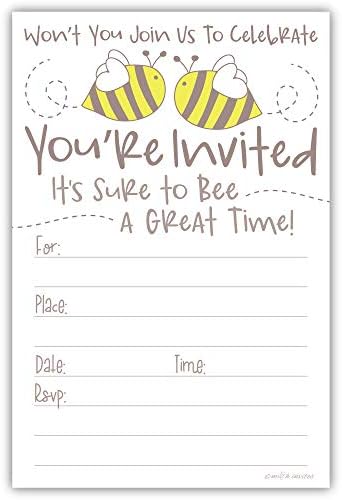 Сладък покани за пчели (около 20 бройки) в Пликове - Детски душ или Парти по случай рождения Ден