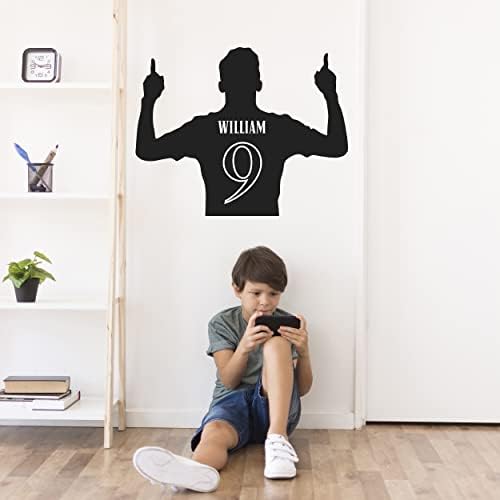 Персонализирани футболен декор на стени с потребителски номер и името на момче - Футболист На потребителско име момче