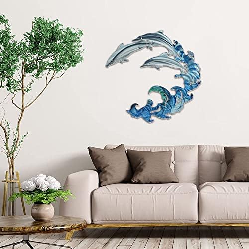 Метални стенни Художествени Означения JILIP Dolphin, Художествена табела с 3D Силует на стената, Плажни Декоративни Стенни Табели, Външни Стенни скулптури на закрито (Раз
