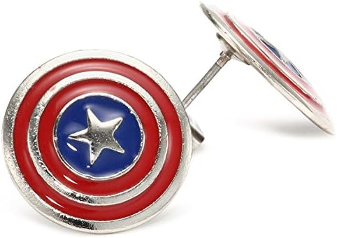 Обеци-карамфил под формата на щит на Капитан Америка, от Marvel, Официално Лицензирани MARVEL + Comic Con Exclusive