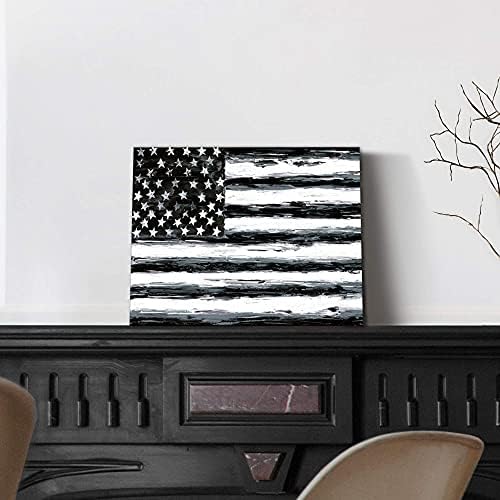 SD МЕК ТАНЦ Американски Флаг Платно Стенно Изкуство - Патриотическая Картина САЩ Черно-Бели Звезди в Ивицата Картина