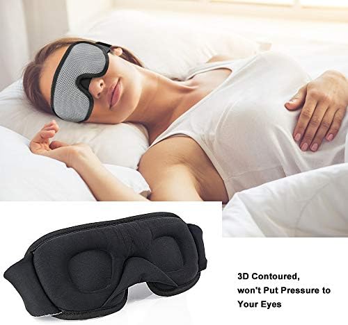 Маска за очи SupreGear Sleep с Затычками за уши и пътна чанта, 3D Contour Маска за сън, за жени и мъже, Удобна, Регулируема,