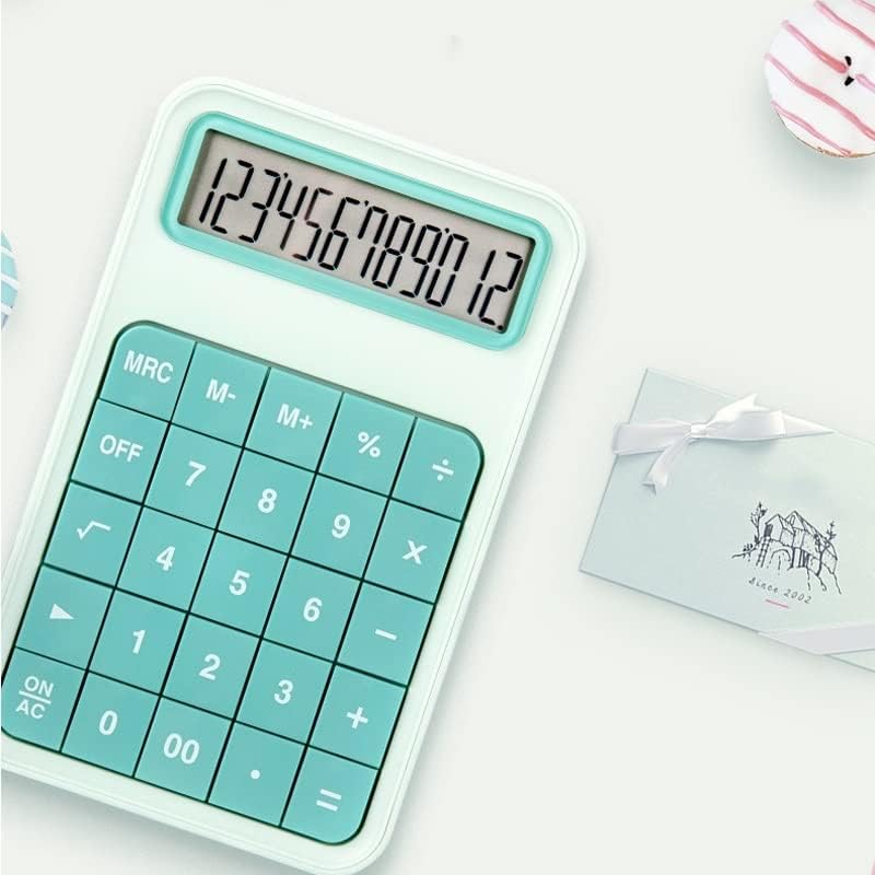 Универсален 12-цифров настолен калкулатор с големи бутони, сладък карамел цвят, Финансов инструмент за водене на счетоводство, батерия за училище (Цвят: A, размер: 17 с