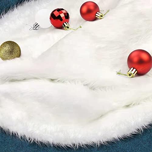 Поли за Коледната елха, Бяла Разкошна пола от Дебел Плюш от изкуствена кожа, пола, за Елхи за Коледна украса и Новогодишни