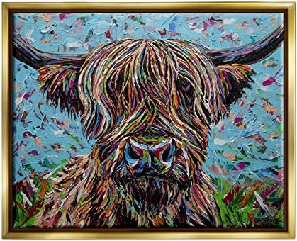 Абстрактен Портрет на Крави, или едър Рогат добитък Stupell Industries Highland Пластове крапинках, Дизайн Кэроли Виталетти