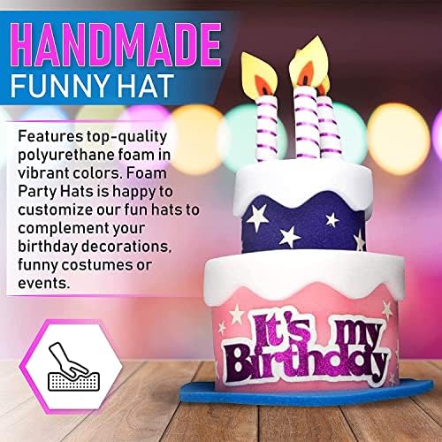 Празнични шапки от стиропор, забавна мъжки и дамски шапка за торта за рожден ден на възрастен размер, розов